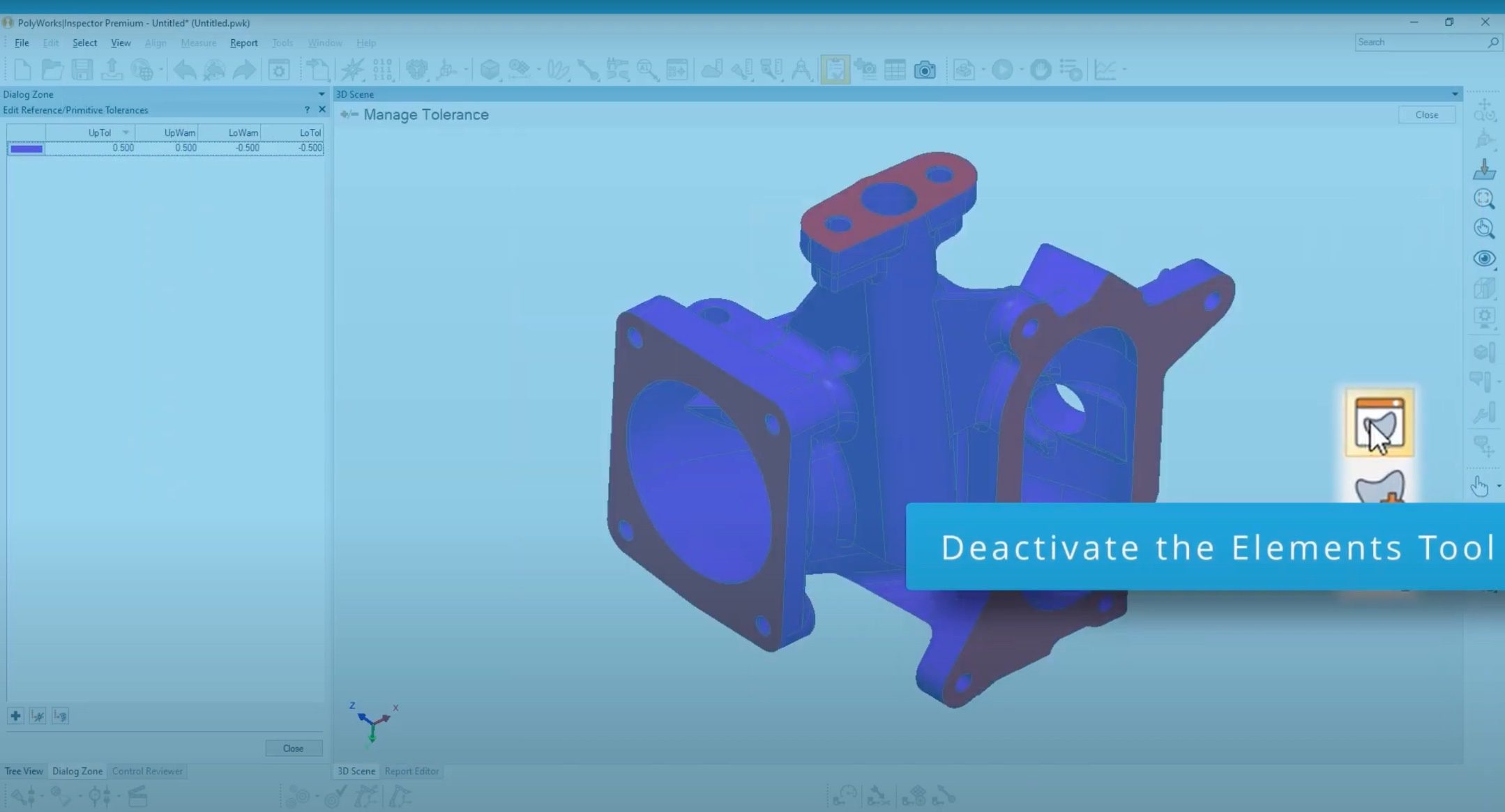 Deactivate the elements tool