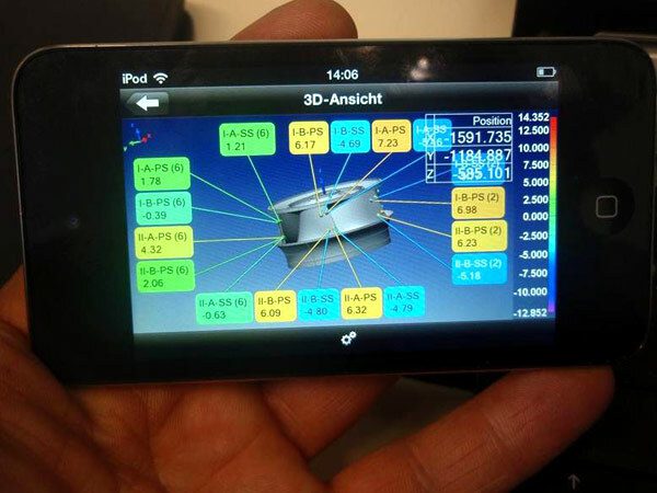 The project data can be triggered by an iPod using the PolyWorks|Talisman app.